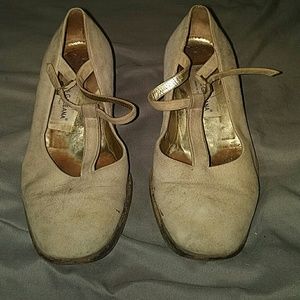 Dolce and Gabbana taupe mary janes.